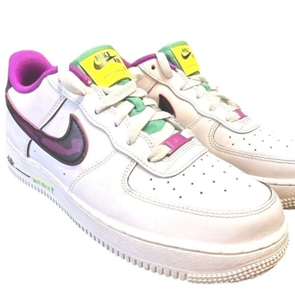 Nike Air Force 1 Low Just Do It White Multi Color Sneakers Kids 7Y/ Women's 8.5